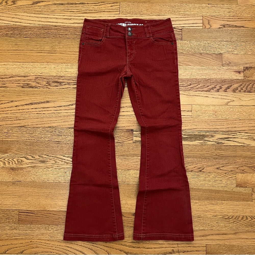 Modern Brick Red Flare Jeans